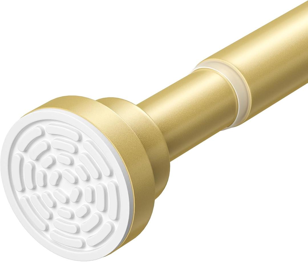 Gold Tension Curtain Rod 30-63Inch, Spring Curtain Rod No Drilling Adjustable Curtain Rod for Windows 7/8" Expandable Curtains Rods Tension Rods for Bathroom,Closets,Doorway,Kitchen