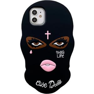 Funny 3D Silicone Case for iPhone 17 Pro Max,Cute Cartoon Black Mask Kawaii Phone Case for Women Girls Soft Rubber Bumper Cool Fun Cover for iPhone 17 Pro Max