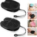 2 Pack Silicone Exfoliating Body Scrubber, Exfoliating Bath Gloves, 4 in 1 Exfoliating Mitt, Anti-Slip Horseshoe Shape Fingerless Dual Texture Body Scrubber for Massage, Exfoliation, Shampooing, Bath