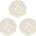 M METERXITY 3-Pack Wicker Rattan Balls 80mm/3.1 Inch Decorative Rattan Balls Orbs Vase Fillers Bowl Fillers for Christmas/Weddings/Thanksgiving/DIY Crafts/Home Decor [White]