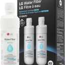 LG LT1000P2 6-Month / 200 Gallon Refrigerator Replacement Water Filter, Reduces Chlorine, 2 Count (Pack of 1), White.