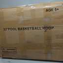 Stainless Steel Pool Basketball Hoop Poolside, Adjustable Swimming Pool Basketball Goal with 32 Inch Shatterproof Backboard, Poolside Water Basketball Hoop, 2 Balls & Pump Included (32in Pool Hoop)