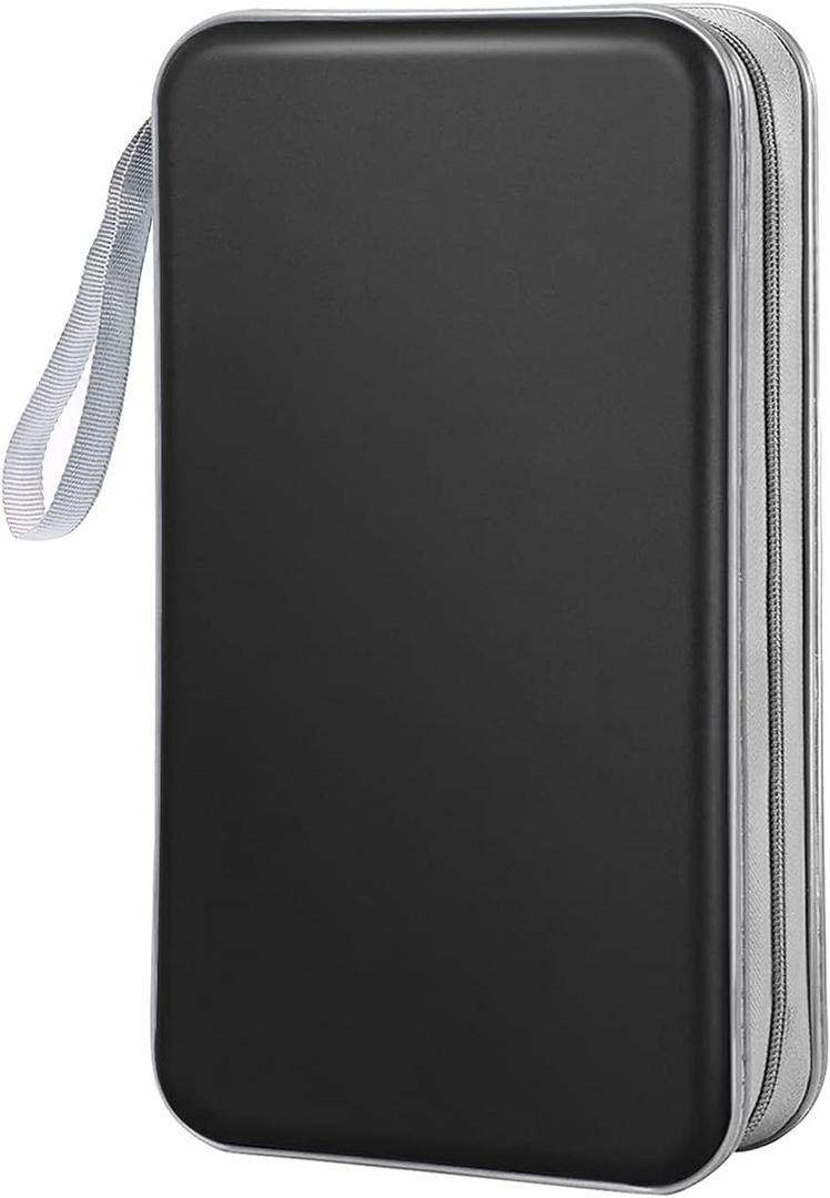 CD Case Wallet, 80 Capacity DVD VCD Media Blu-ray Case Wallet Holder Storage Organizer (Black)