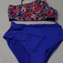 Women High Waisted Bikini - One Shoulder Bathing Suit Tummy Control Two Piece Swimsuit 2025 (Large, Colorful Floral)