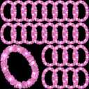 Sherr 24 Pcs LED Light Pink Leis Light up Wedding Hawaiian Leis Flower Necklace with LED Lights Beach Tropical Carnival Party Wedding Supplies Luau for Masquerade