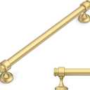 Amerdeco 10 Pack Brushed Gold Cabinet Pulls 7.5 Inch Hole Centers Cabinet Handles for Kitchen Cabinet Hardware,Cabinet Handles for Bathroom Drawer Handles IH0007