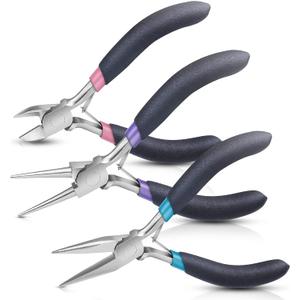Jewelry Pliers Set, Paxcoo 3Pcs Jewelry Making Tools Kit includes Needle Nose Pliers, Round Wire Cutters for Supplies, Wrapping, DIY Crafts, Beading