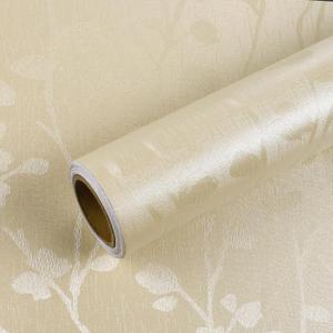 VEELIKE Boho Cream Yellow Peel and Stick Wallpaper with Branches Removable Yellow Contact Paper for Cabinets Drawers Walls 15.7''x118'' Waterproof Self Adhesive Cream Wallpaper for Bedroom Bathroom