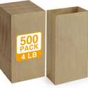 BagDream 500 Pack #4 Standard Lunch Bags, Natural Brown Kraft Paper Lunch Sacks Bulk for Snacks, Sandwich, Crafts, Party Favor Paper Bags 4 lb Capacity