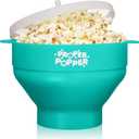 The Original Proper Popper Microwave Popcorn Popper, Silicone Popcorn Maker, Collapsible Bowl BPA Free & Dishwasher Safe - (Aqua)