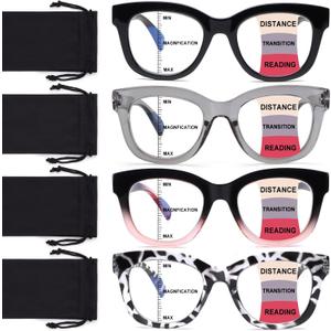 Progressive Multifocus Reading Glasses for Women Men Blue Light Blocking Computer No Line Multifocal Readers (A5 Multicolor)