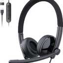 EMEET HS50 Wired Headset with Mic, On-Ear Computer Headphones with Noise Cancelling Microphone, USB-A/USB-C, Adjustable Design, in-line Control for Home Office Online Class Teams Zoom, All Day Comfort