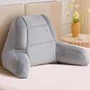 Reading Pillows for Sitting in Bed Adult, Back Pillow for Bed Sitting Up, Backrest Pillows with Shredded Foam for Adult&Teens, Support Pillow with Arms for Beds, Couch, Floor, 24in, Grey (X-Large(24inch))
