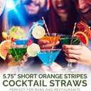 5.75 inch Orange Paper Cocktail Straws, Short Disposable Drinking Straws 500 Counts, Unwrapped - Compostable
