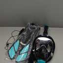 Mask Fins Snorkeling Gear for Adults, Full Face Snorkel Mask & Adjustable Swim Fins Snorkel Set, Panoramic View Snorkel Mask Dry Top Anti-Fog Anti-Leak , Size: L/XL mask+S/M fins