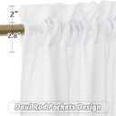 RYB HOME Linen Textured White Curtains Sheer Window Toppers Valances Semi-Sheer Drapes for Kitchen Bedroom Small Window Decor Cafe Curtains, Wide 52 x Long 18 inch per Panel, 1 Pair