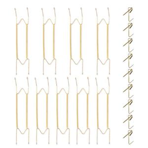 Bilillo 9 Pack Plate Hangers for Wall, Suitable for 16-20 Inch Decorative or Collector Plates, Extra Large Heavy Duty Stainless Steel Invisible Wire Holders with Wall Hooks, Plate Hangers for Display