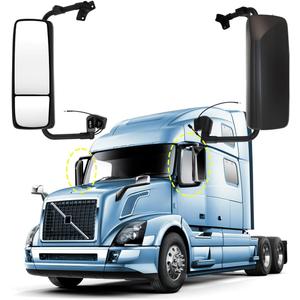 Door Mirror Assembly with Arm Fit For Volvo VNL 2004-2017,Truck Door Mirror Heated Chrome Housing Driver Side (Painted, Right)
