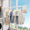 ZdwCyl Clothes Drying Rack,Laundry Drying Rack Wall Mount, Wall Mounted Clothes Rack,Retractable,Collapsible(Tri-Fold),Drying Rack Clothing,can Fold Upward & Left & Right,Space Saver, White Color
