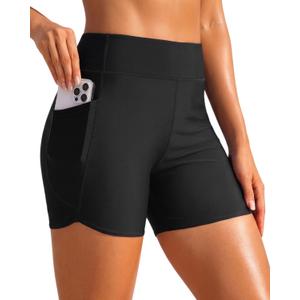 Daci Women High Waisted Swim Shorts - 3"/5"/7" Bathing Suit Short with Pockets Liner Tummy Control Swimsuit Bottom Boy Short (XX-Large, Black)