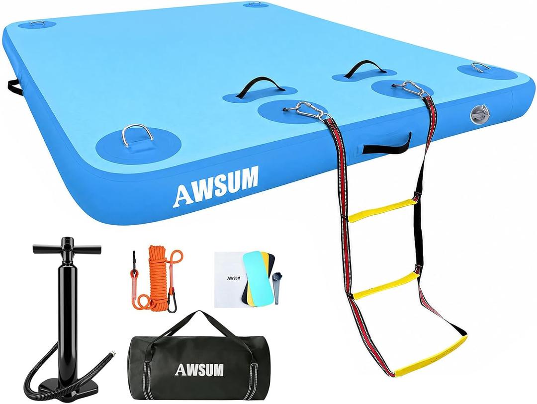 AWSUM Inflatable Floating Dock Air Dock Platform Floating Island Raft with None-Slip Surface for Pool Beach Ocean