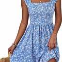 Loemes Sundresses for Women Cute Summer Dresses for Women 2025 Graduation Casual Flowy Floral Dresses L Blue