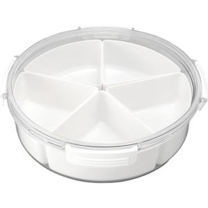 SASKATE Sensory Bin with Lid, Removable Storage Inserts 5 Grids, Multifunctional Sensory Bins for Autistic Toddler Crafts White