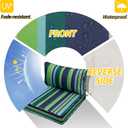 AAAAAcessories Outdoor Seat Cushions for Chairs, Fade-Resistant, Waterproof Patio Furniture Replacement Cushions, 25.5" x 25.5" x 5" + 25.5" x 13.5", Stormy Teal Coastal Stripe