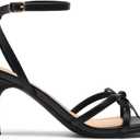 DREAM PAIRS Women's Bow Heels -Kitten Heels for Women, Square Toe Strappy Heeled Sandals, Elegant Wedding & Bridal Bownots Sandals for Formal & Special Occasions, Size 6