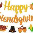 Happy Friendsgiving Banner Friends Given Garland Thanksgiving Day Party Decoration Fall Maple Leaves Turkey Pumpkin Pie Autumn Harvest Theme Party Supplies