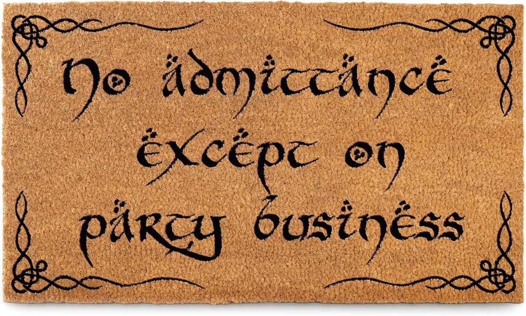 MAINEVENT No Admittance Except On Party Business Door Mat Outdoor 30x17 Inch, Nerd Welcome Mat Outside Entrance for Covered Porch or Patio, LOTR Gift