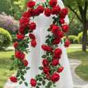 Artificial Rose Vine Red Flowers 2pcs
