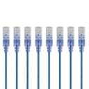 Monoprice Cat6A 6in Blue 10-Pk Patch Cable UTP 30AWG 10G Pure Bare Copper Snagless RJ45 SlimRun Series Ethernet Cable
