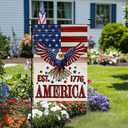 2 x CROWNED BEAUTY 4th of July Garden Flag Patriotic America Double Sided 12x18 Inches Small Burlap Holiday Welcome Yard Porch Decoration for Outside (Beige) CF1833-12