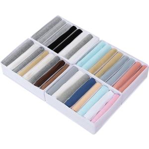 Qozary 4 Pack Drawer Organizers for Clothing, 8 Grids Foldable Closet Organizers and Storage Bins for Bedroom, Dresser Organizer Boxes for Thin T-shirts, Tank Tops