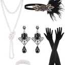 PLULON 6 Pcs 1920s Flapper Great Gatsby Accessories for Women 1920S Women Flapper Accessory Fashion Roaring 20s Costume
