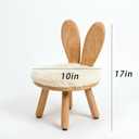Wooden Rabbit Toddler Chair, Cute Bunny Stool for Kids, Solid Rubber Wood Step Stool for Bedroom, Playroom, Living Room, Easy Assembly, Safe for Ages 1-4(Peal White, 1 Pack), 11 inches x 11 inches x 3.14 inches