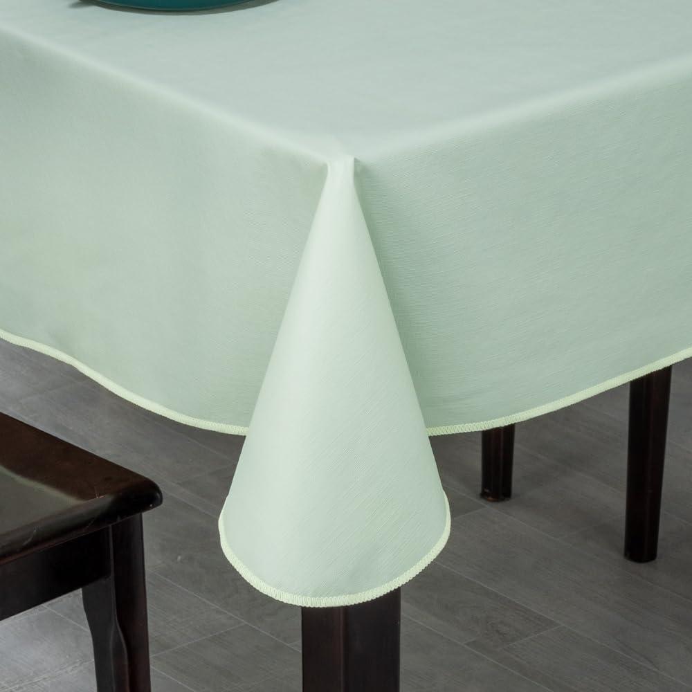 Elegant Rectangular Tablecloth, 100% Waterproof Vinyl, Solid Color Tablecloth, Modern Minimalist Style, Suitable for Dining/Gathering/Picnic/Kitchen Table Decoration (Light Green, 60X120)