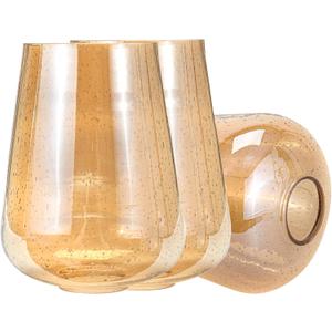 Wine Glass Lamp Shade for Light Fixture, 6.3" Height, 1-5/8 Inch Fitter, 3 Pack Clear Amber Seeded Bubble Effect Glass Shade Replacement Globe