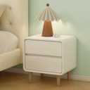 White Solid Wood Nightstand with 2 Drawers, Mid Century Modern Night Stand, Small Nightstand, Wooden Nightstands, Small Bedside Table for Bedroom(17.72" W x 13.78" D x 18.50" H)