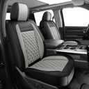 Dodge Ram Seat Covers, Waterproof Leather Ram Seat Cover Compatible with 2009-2026 RAM 1500 2500 3500 Classic Bighorn Longhorn Laramie Tradesman Limited Truck Black Gray, 2PCS