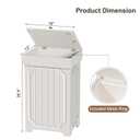 Povrgive Wood Trash Can Cabinet, 13 Gallon Hidden Kitchen Garbage Can with Lid, Farmhouse Dog Proof Trash Can, Metal Ring Included, 16" L x 13" W x 26.5" H, White