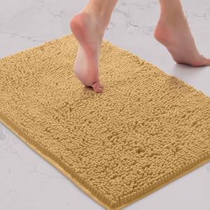 LuxUrux Bath Mat, Extra-Soft Plush Non-Slip Bathroom Rug, Luxury Chenille Microfiber Material, Super Absorbent Shaggy Bath Rug. Machine Wash & Dry (17 x 24 inches, Marzipan)