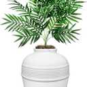 Good Pet Stuff Hidden Litter Box Planter, Decorative Cat Litter Enclosure with Carbon Filter, Artificial Plant, Easy Clean, Indoor Design, Original Round Style, Essentials Kit, White Birch