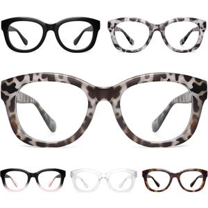 Gaoye 6 pack Oversized Reading Glasses for Women Stylish Blue Light Blocking Anti Eyestrain Computer Readers Spring Hinge