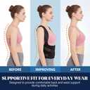 Posture Corrector for Men & Women, Full Back Support Brace, Adjustable Breathable Back Straightener with Resistance Band, Invisible Under Clothes for Office Work & Gym (Black, L)