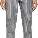 Steve Madden Women's Get in Line Cotton Stripe High Waist Crop Pant (Blue), 10