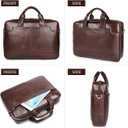 Augus Vintage Leather Briefcase for Men 15.6 Inch Laptop Computer Bag Retro Messenger Crossbody Shoulder Bag | Vintage Leather