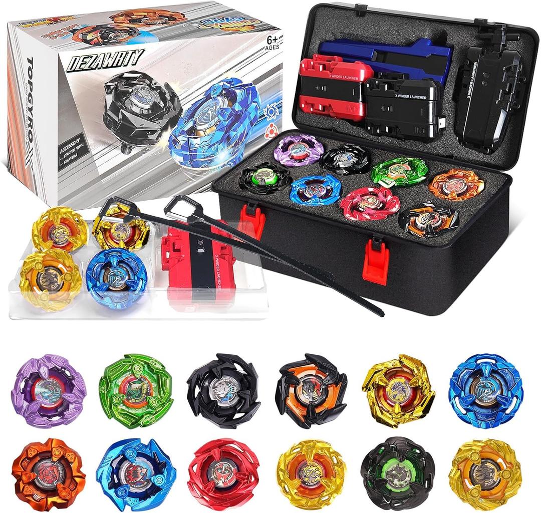 Gyro X Battling Blade Set, 12 Spinning Tops, 3 Launchers and 1 Grip with Storage Box, Kids Toys Birthday Gift Ideal for 6+ Years Old Boys