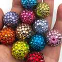 Colorful Rhinestone Beads Round Spacer Beads for Jewelry Bracelet Necklace Pen Bag Chain Making Crafts Supplies (20mm Mix Colors Rhinestone)